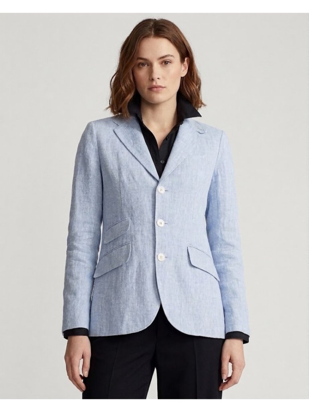 NWT Polo Ralph Lauren Linen Blazer in Blue Three Button Jacket 2
